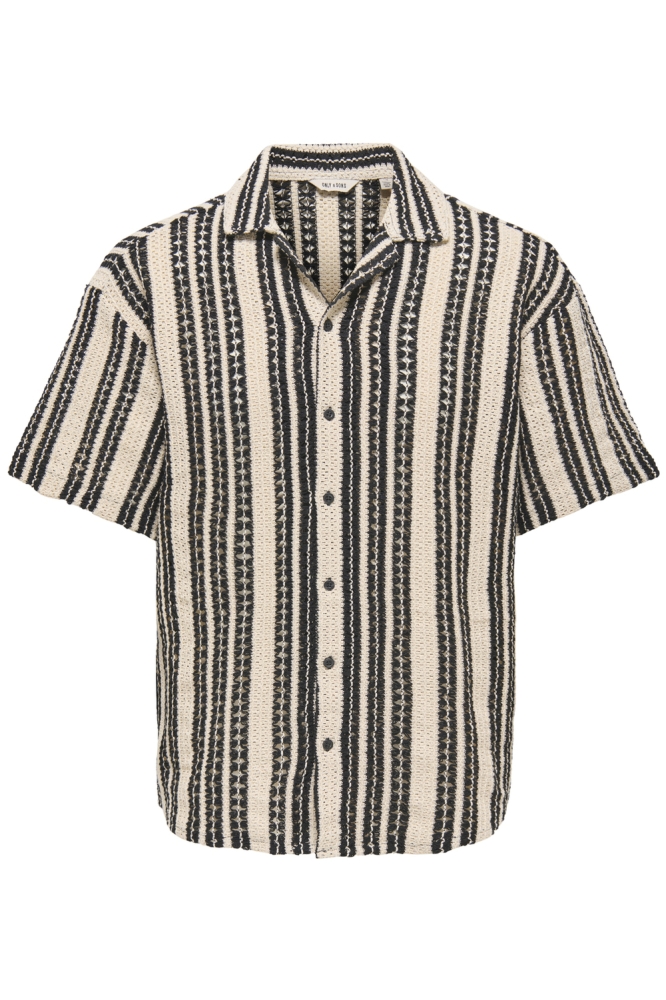 ONSDANI CROCHET SS SHIRT 22030511 CLOUD DANCER/BLACK